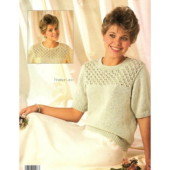 Leisure Arts 578 Lace Yoke Pullovers in Sport Weight Knitting Pattern - Picture 2 of 2